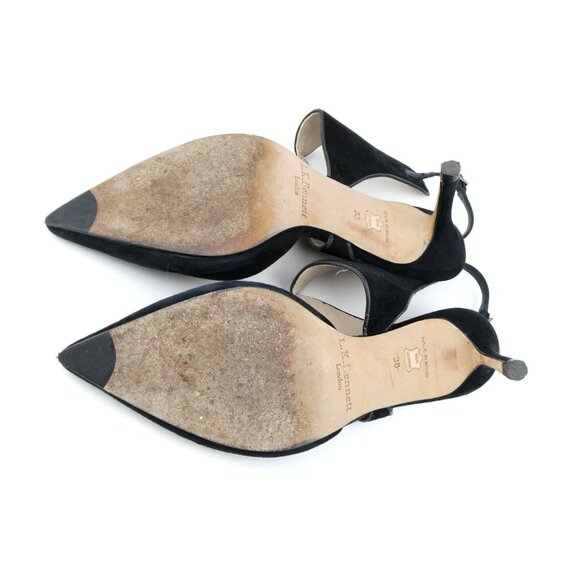 L.K. Bennett Black Suede Pointed-Toe Slingback Heels Size 38 - Picture 6 of 12